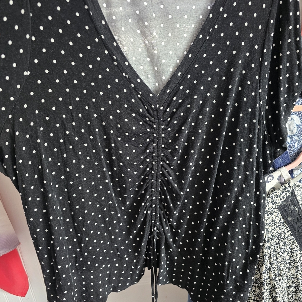Lane Bryant top black polkadot top